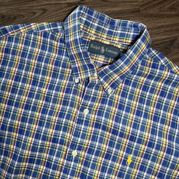Ralph Lauren Oxford Long Sleeve Button Down Shirt Plaid Men's‎ Size XL - Picture 1 of 6